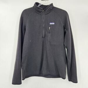 Patagonia Mens Better Sweater 1/4 Zip Pullover Size Medium Black Pocket